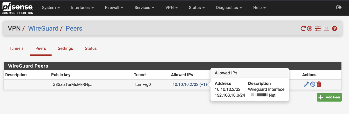 Site A Wireguard configuration